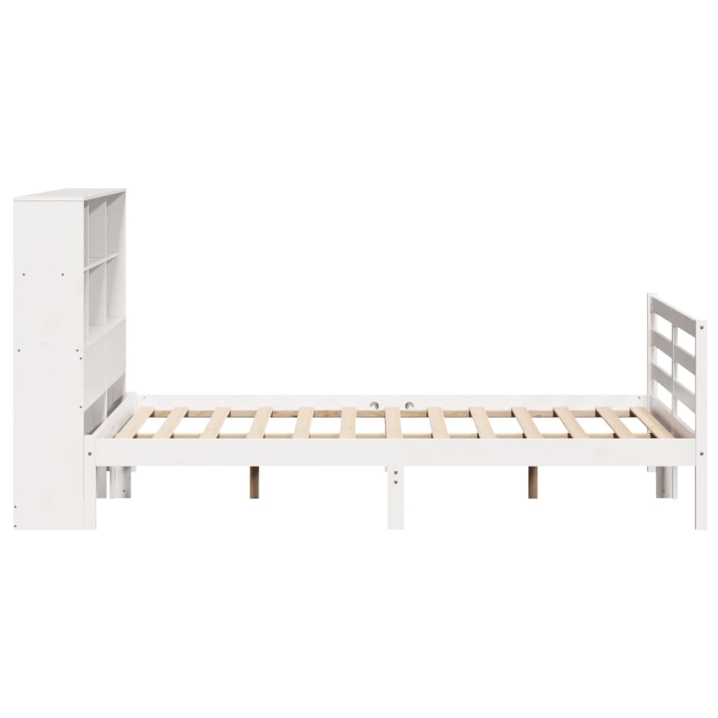 Letto Libreria senza Materasso Bianco 140x190 cm Legno di Pino