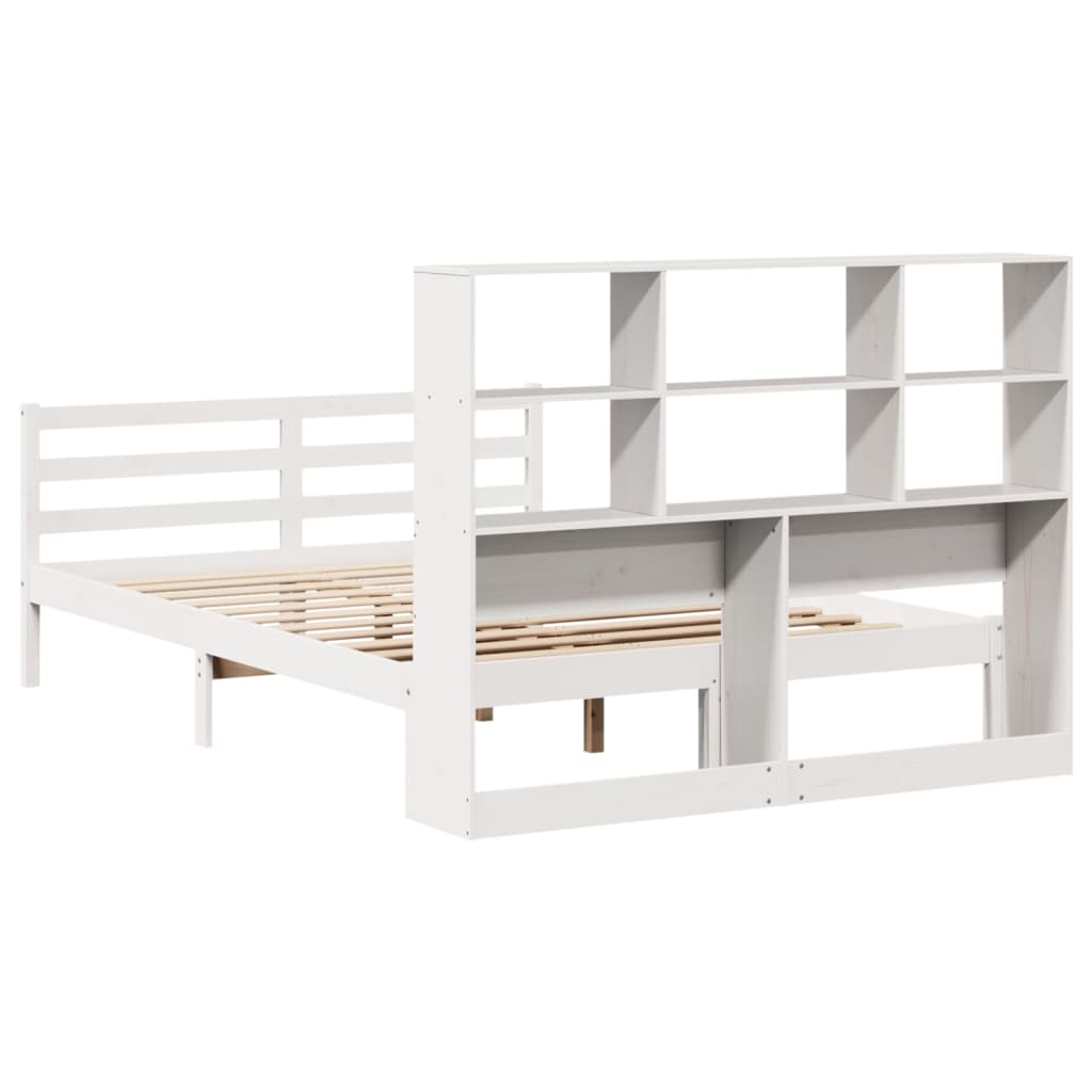 Letto Libreria senza Materasso Bianco 140x190 cm Legno di Pino