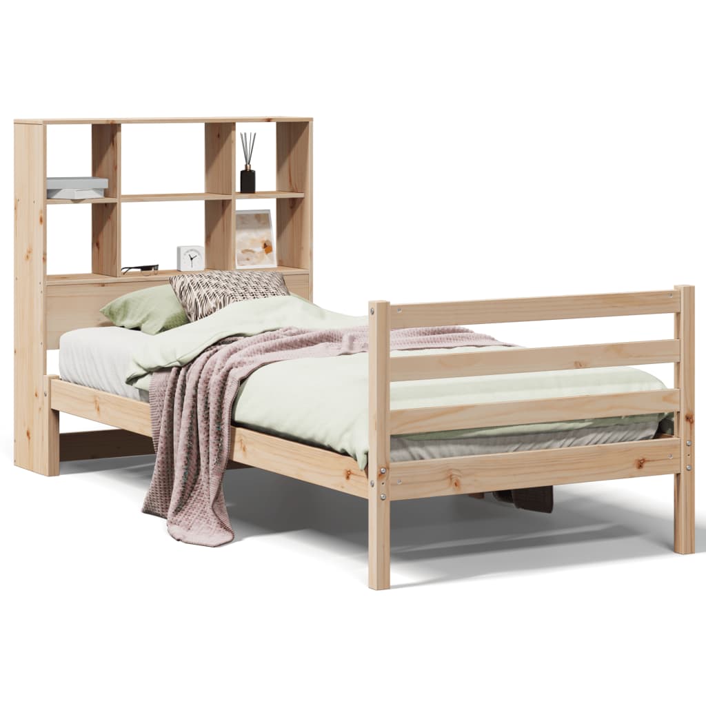 Letto Libreria senza Materasso 90x200 cm Legno Massello Pino - homemem39