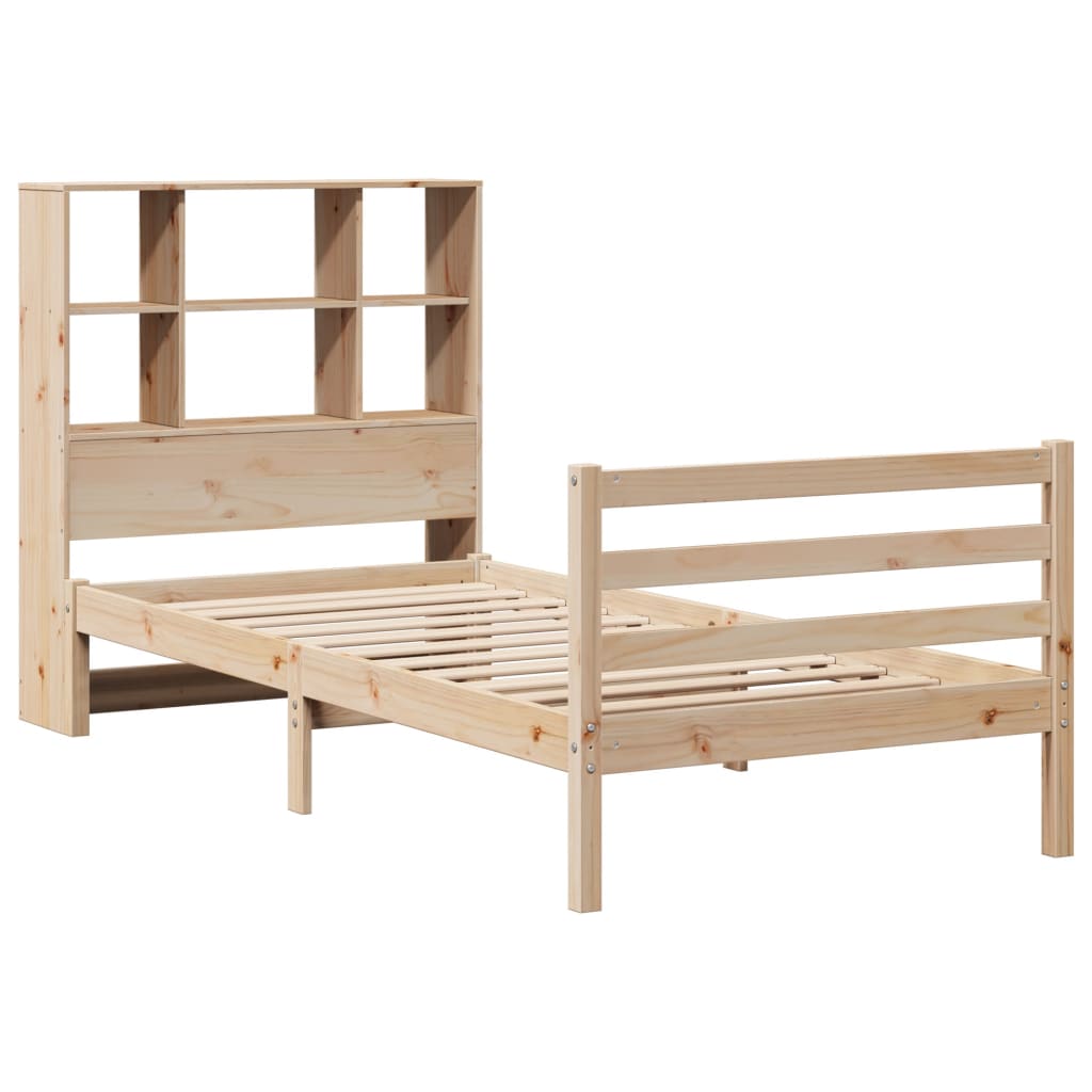 Letto Libreria senza Materasso 90x200 cm Legno Massello Pino - homemem39