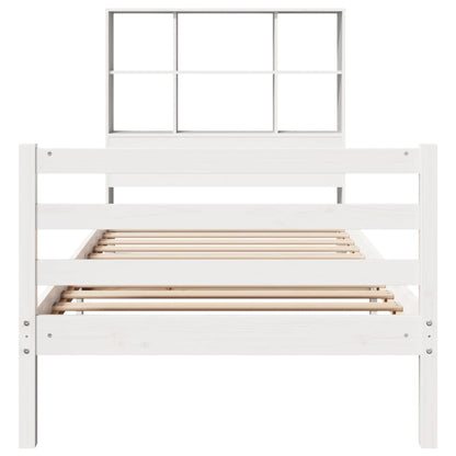 Letto Libreria senza Materasso Bianco 100x200 cm Legno di Pino