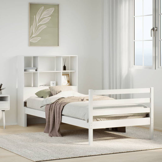 Letto Libreria senza Materasso Bianco 100x200 cm Legno di Pino