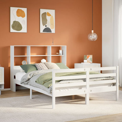 Letto Libreria senza Materasso Bianco 140x200 cm Legno di Pino