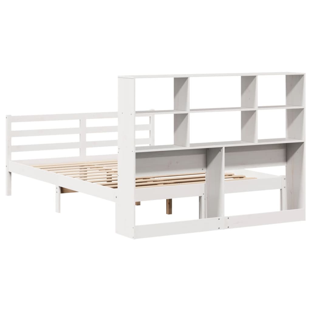 Letto Libreria senza Materasso Bianco 150x200 cm Legno di Pino