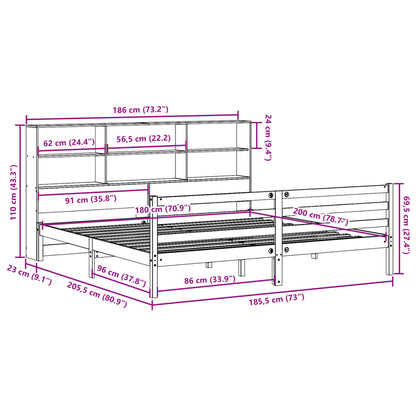 Giroletto con Libreria senza Materasso 180x200 cm in Legno Pino