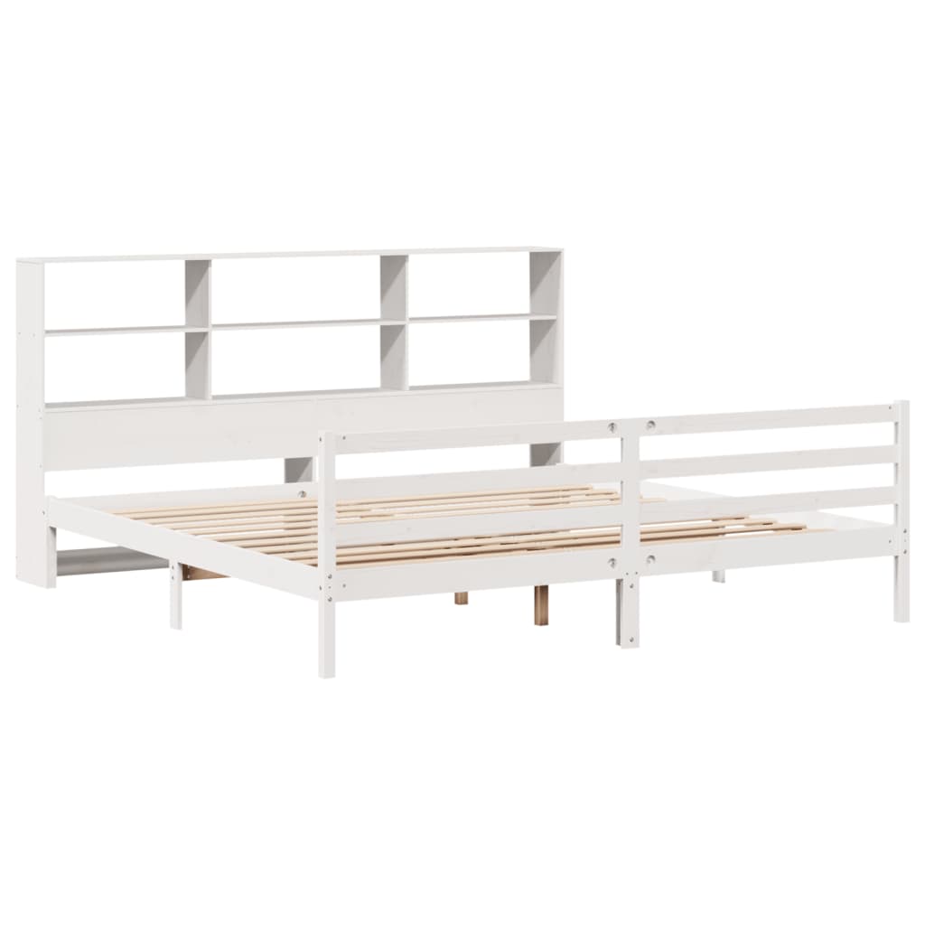 Letto Libreria senza Materasso Bianco 200x200 cm Legno di Pino