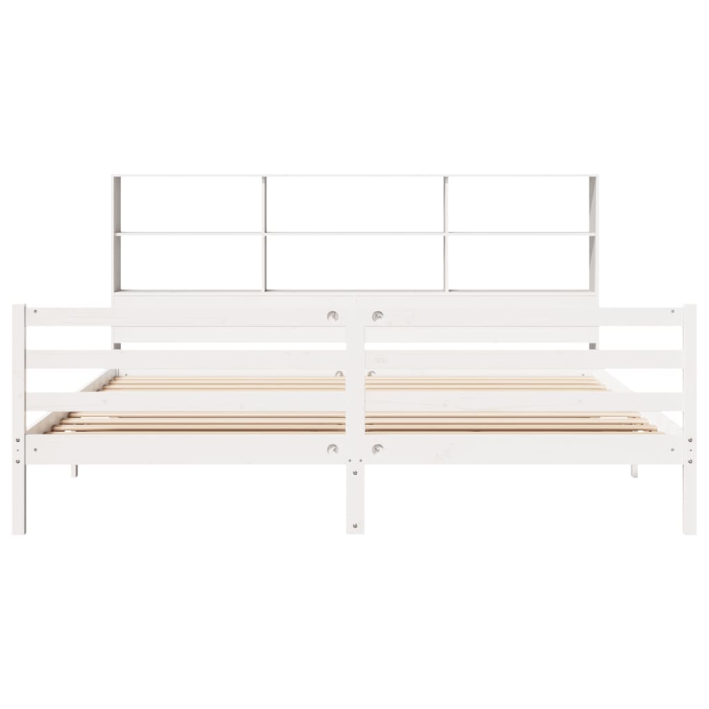 Letto Libreria senza Materasso Bianco 200x200 cm Legno di Pino