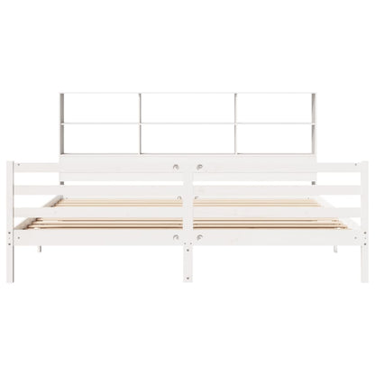 Letto Libreria senza Materasso Bianco 200x200 cm Legno di Pino