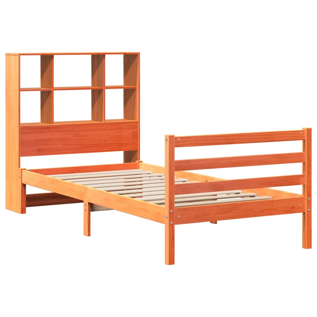 Letto Libreria senza Materasso Marrone Cera 75x190 cm Legno