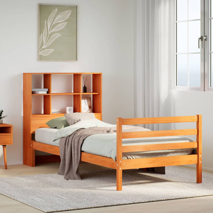 Letto Libreria senza Materasso Marrone Cera 75x190 cm Legno