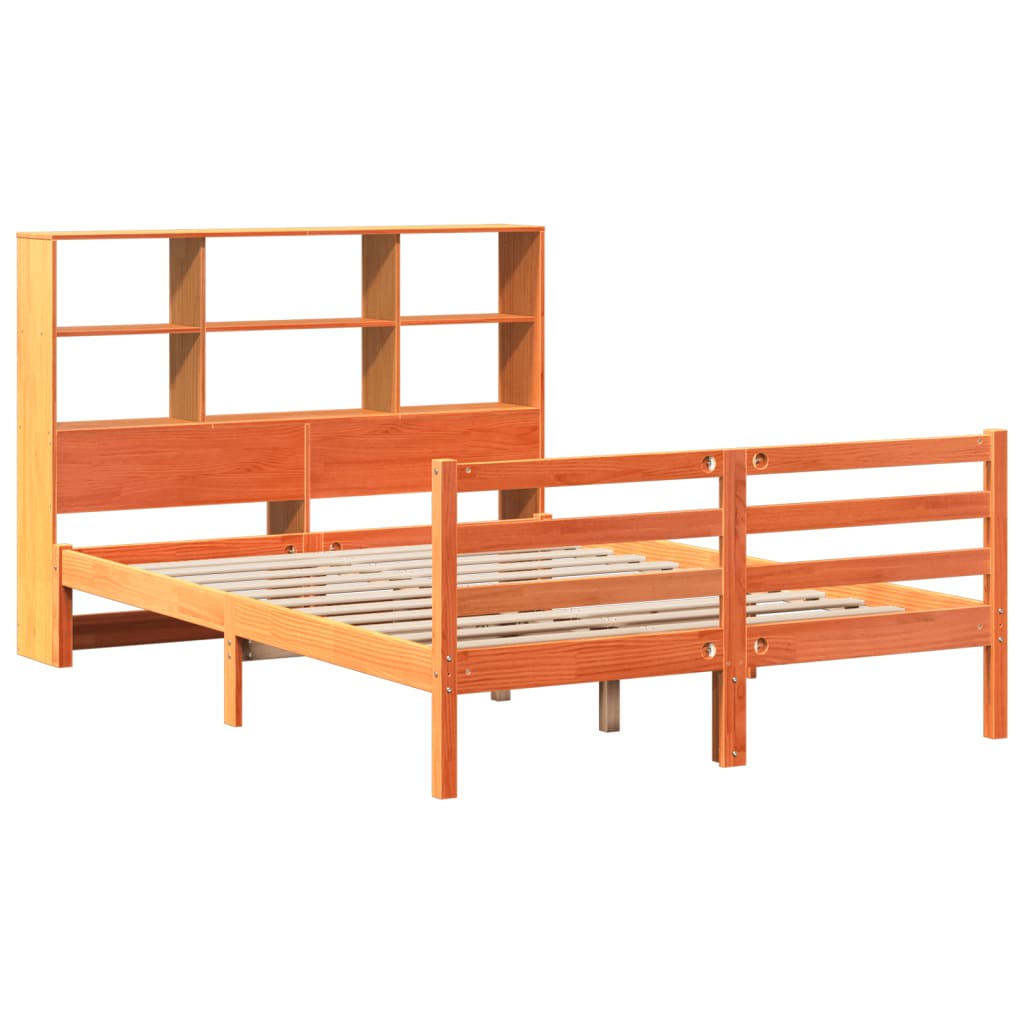 Letto Libreria senza Materasso Marrone Cera 120x190 cm Legno