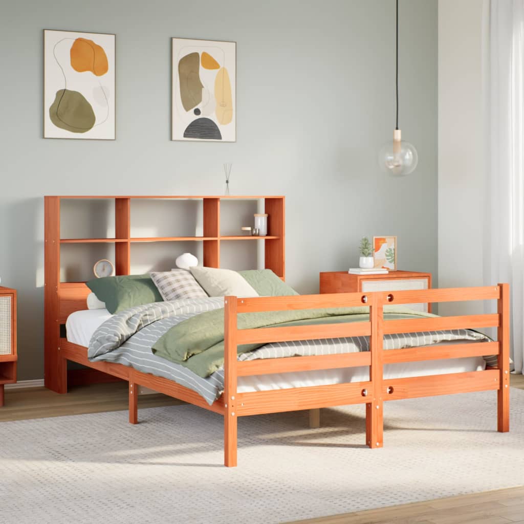 Letto Libreria senza Materasso Marrone Cera 120x190 cm Legno