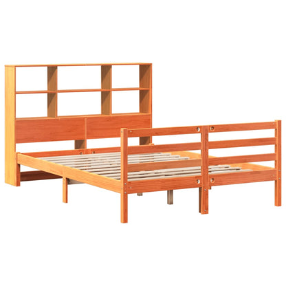 Letto Libreria senza Materasso Marrone Cera 135x190 cm Legno