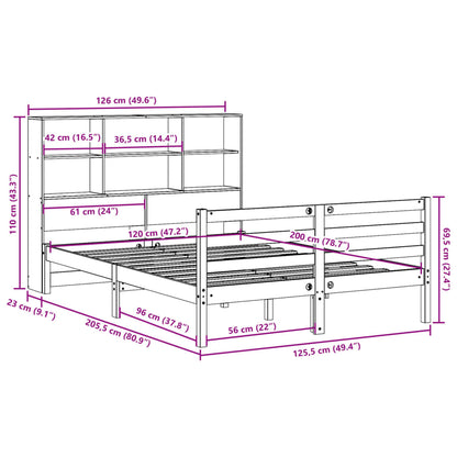 Letto Libreria senza Materasso Marrone Cera 120x200 cm Legno