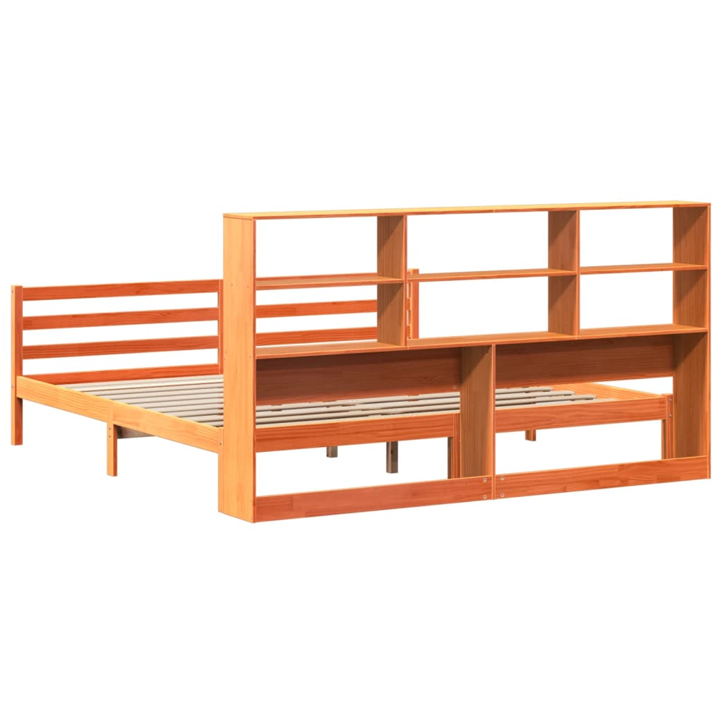 Letto Libreria senza Materasso Marrone Cera 180x200 cm Legno