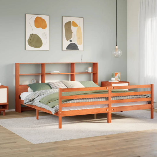 Letto Libreria senza Materasso Marrone Cera 180x200 cm Legno