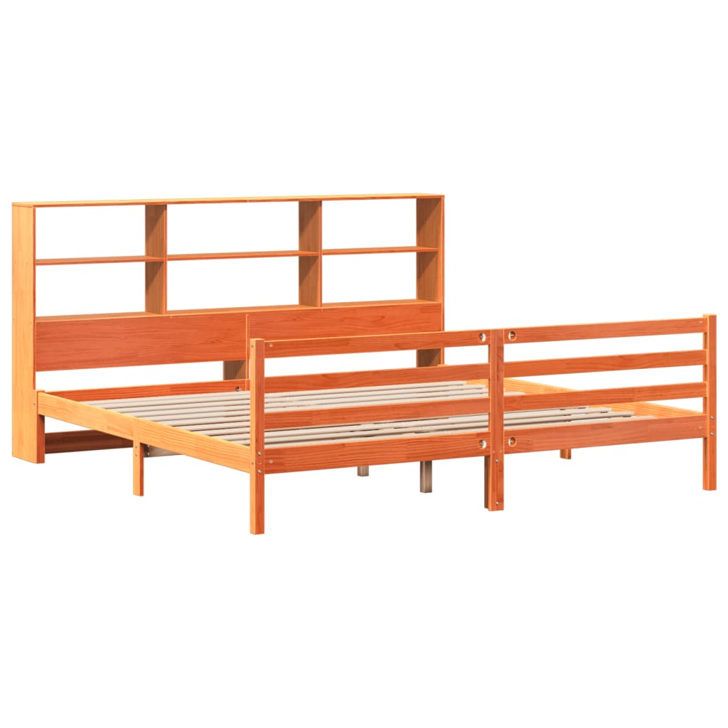 Letto Libreria senza Materasso Marrone Cera 200x200 cm Legno