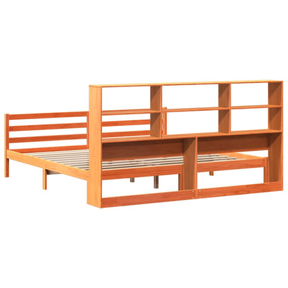 Letto Libreria senza Materasso Marrone Cera 200x200 cm Legno