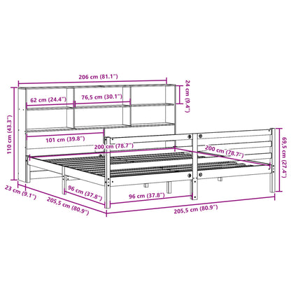 Letto Libreria senza Materasso Marrone Cera 200x200 cm Legno