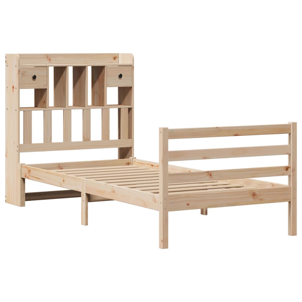 Letto Libreria senza Materasso 90x190 cm Legno Massello Pino