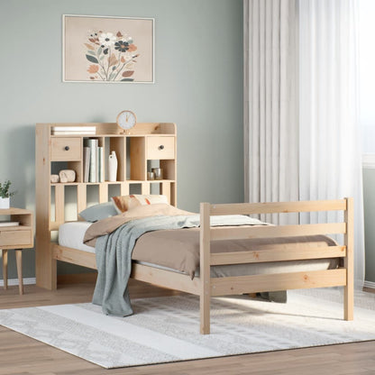 Letto Libreria senza Materasso 90x190 cm Legno Massello Pino