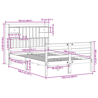 Letto Libreria senza Materasso 120x190cm Legno Massello di Pino