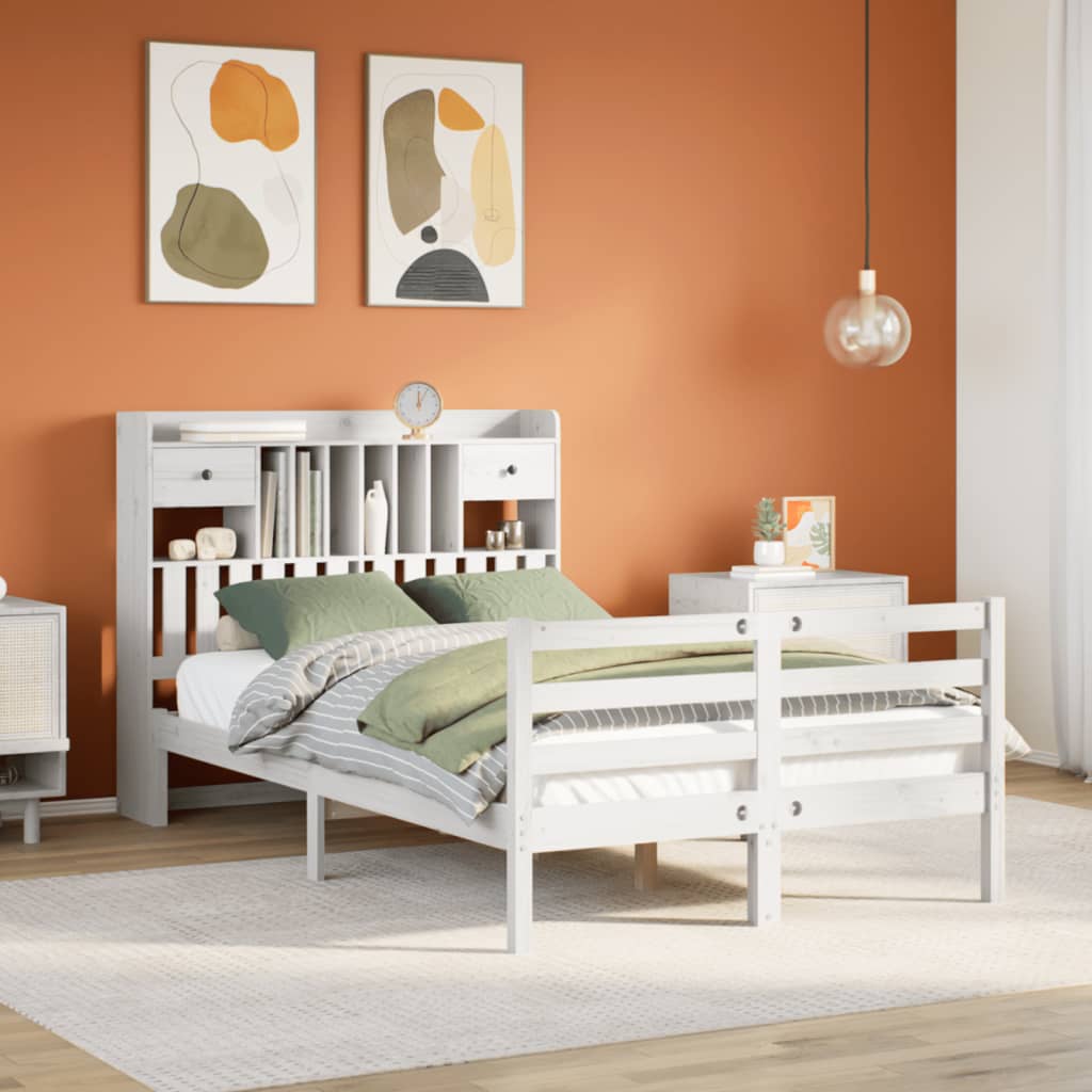 Letto Libreria senza Materasso Bianco 120x190 cm Legno di Pino