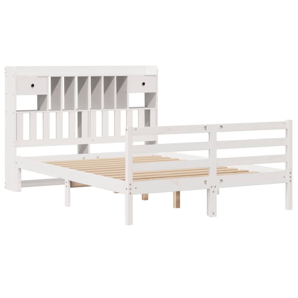 Letto Libreria senza Materasso Bianco 140x190 cm Legno di Pino