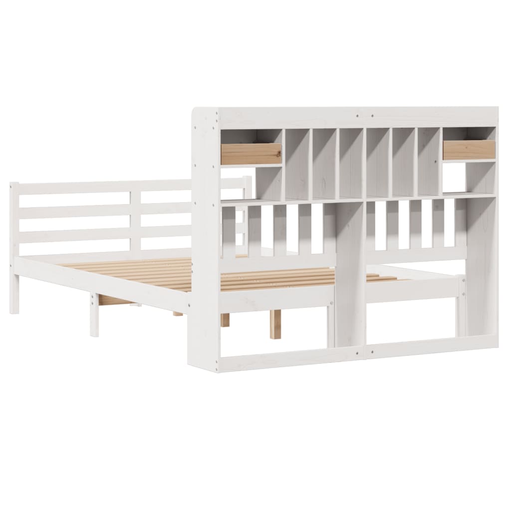 Letto Libreria senza Materasso Bianco 140x190 cm Legno di Pino