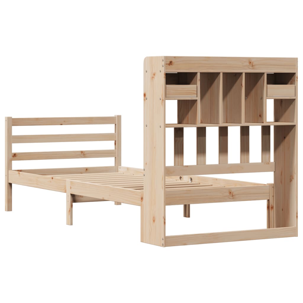 Letto Libreria senza Materasso 90x200 cm Legno Massello Pino