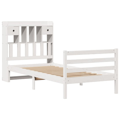 Letto Libreria senza Materasso Bianco 100x200 cm Legno di Pino