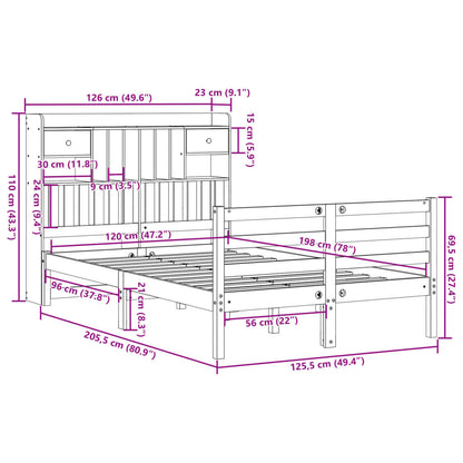 Letto Libreria senza Materasso Bianco 120x200 cm Legno di Pino