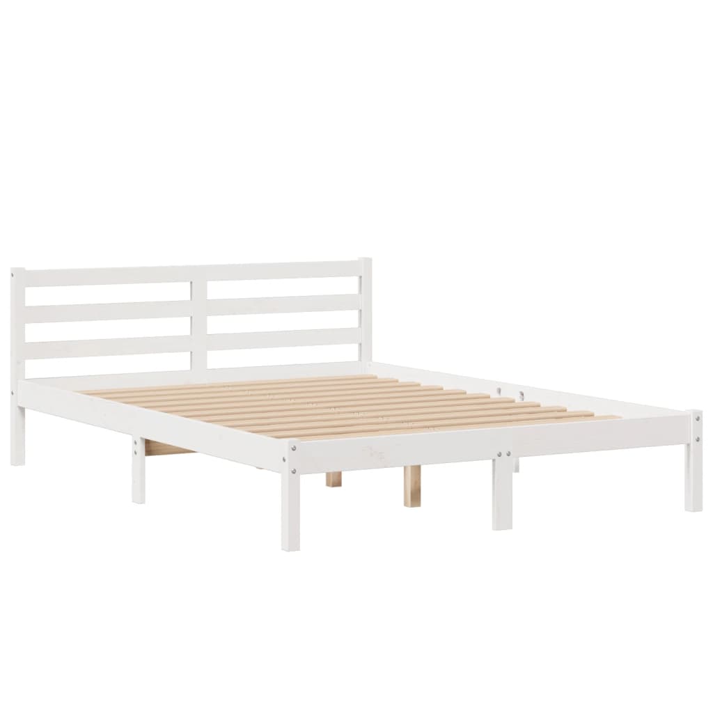 Letto Libreria senza Materasso Bianco 150x200 cm Legno di Pino