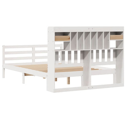 Letto Libreria senza Materasso Bianco 160x200 cm Legno di Pino