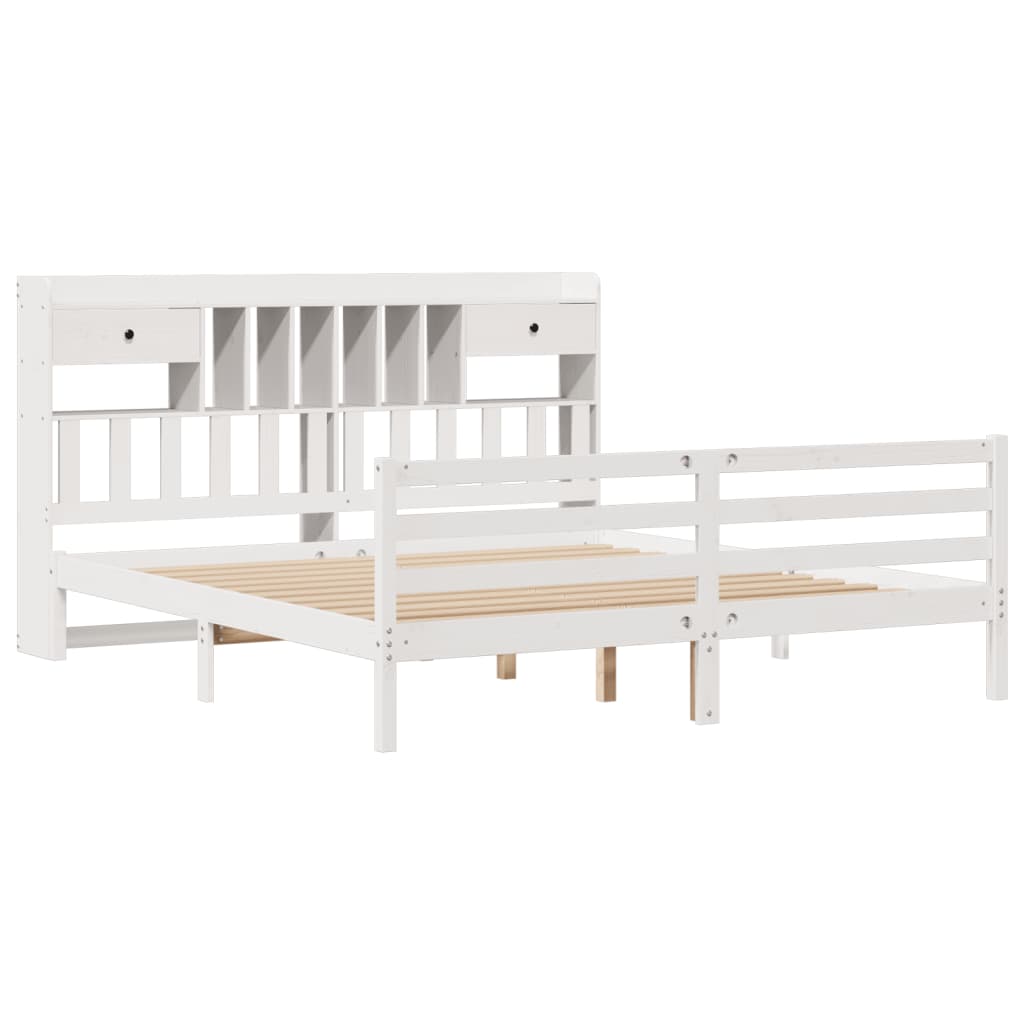 Letto Libreria senza Materasso Bianco 200x200 cm Legno di Pino