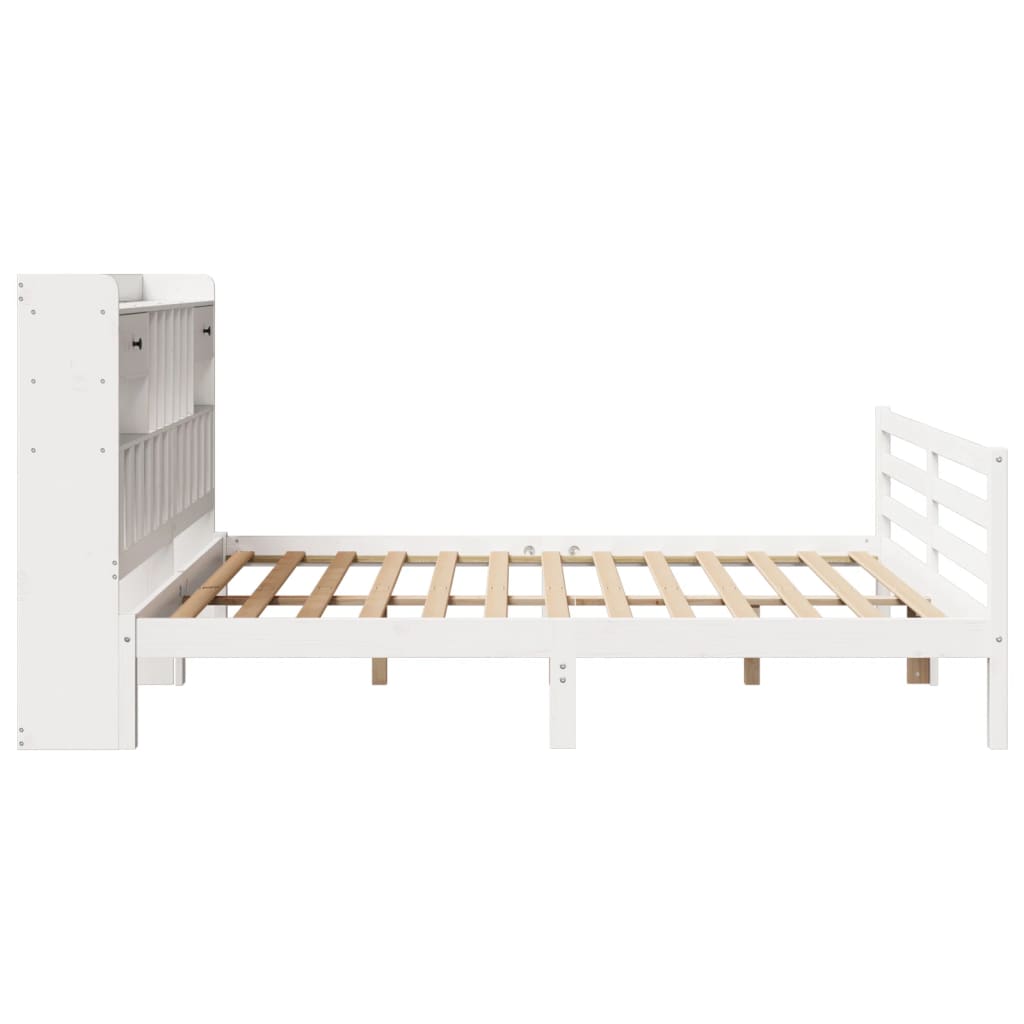 Letto Libreria senza Materasso Bianco 200x200 cm Legno di Pino