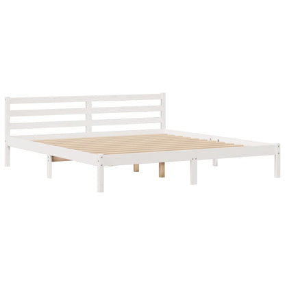 Letto Libreria senza Materasso Bianco 200x200 cm Legno di Pino