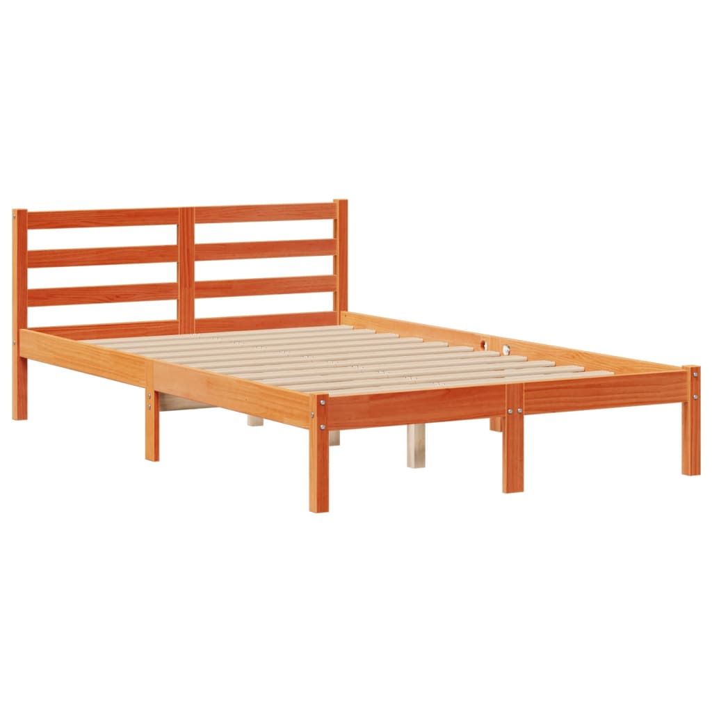 Letto Libreria senza Materasso Marrone Cera 135x190 cm in Pino