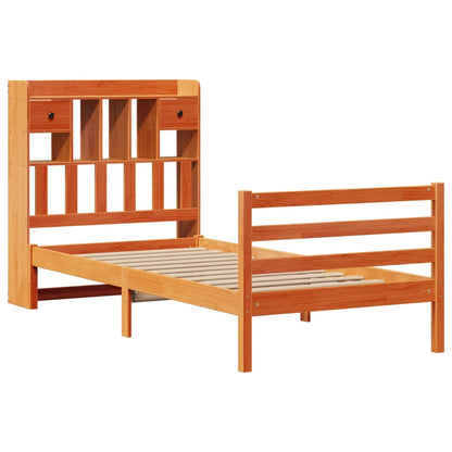 Letto Libreria senza Materasso Marrone Cera 100x200 cm in Pino - homemem39