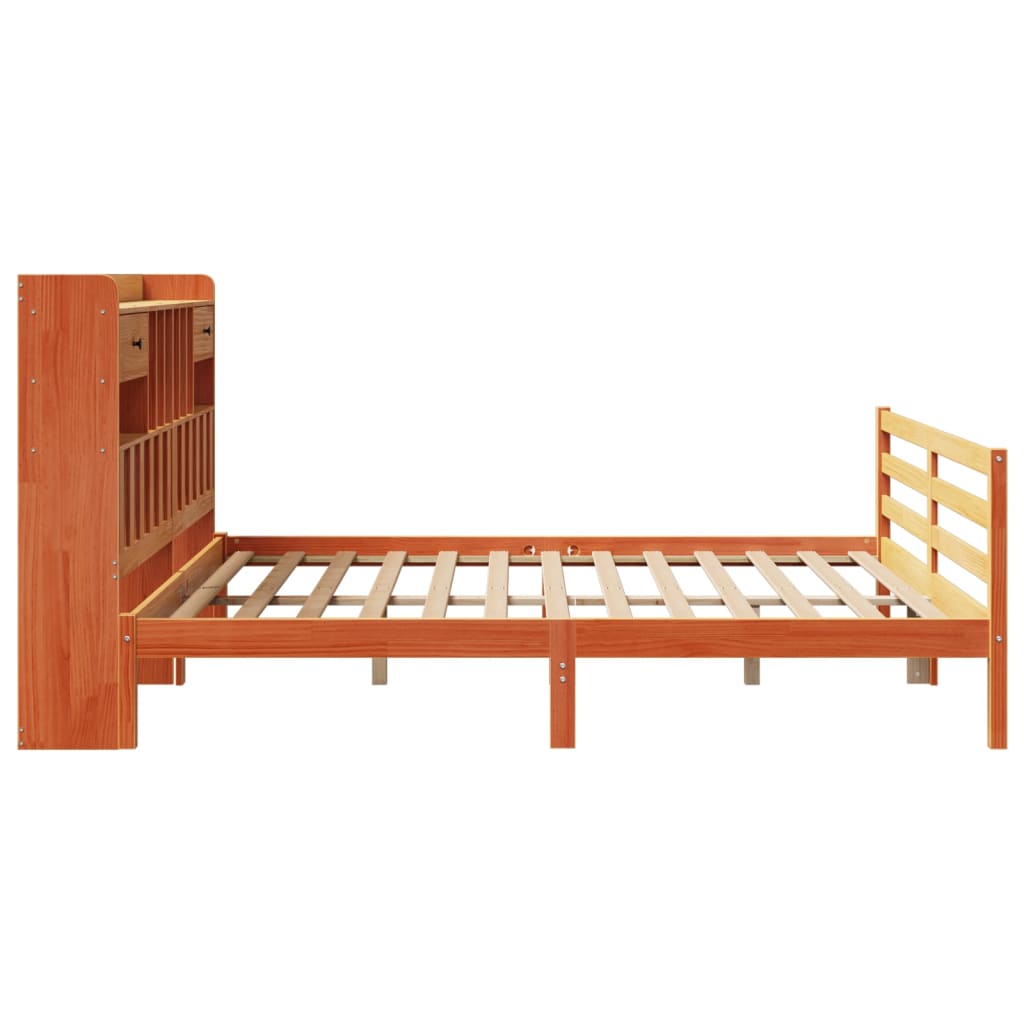 Letto Libreria senza Materasso Marrone Cera 180x200 cm in Pino