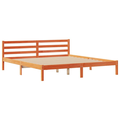 Letto Libreria senza Materasso Marrone Cera 180x200 cm in Pino