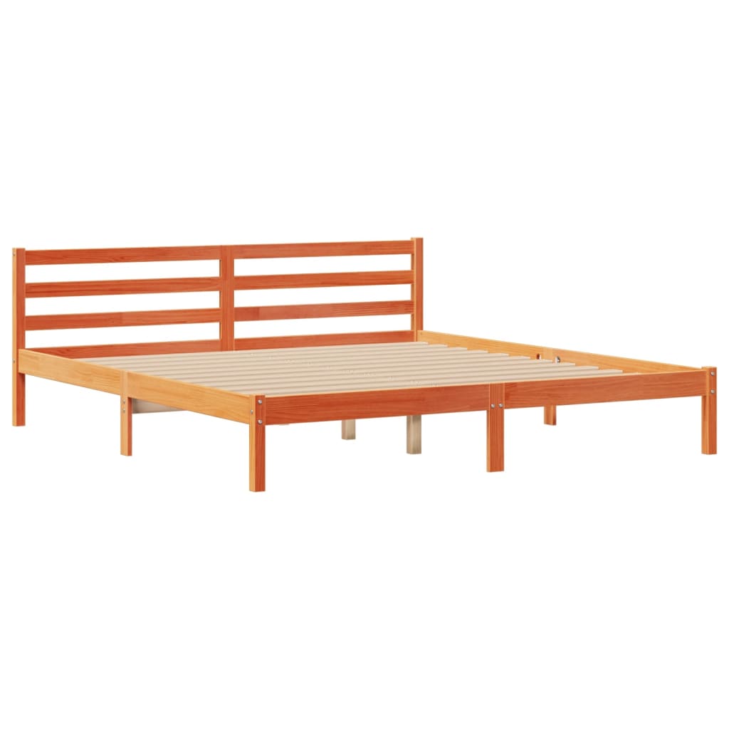 Letto Libreria senza Materasso Marrone Cera 200x200 cm in Pino