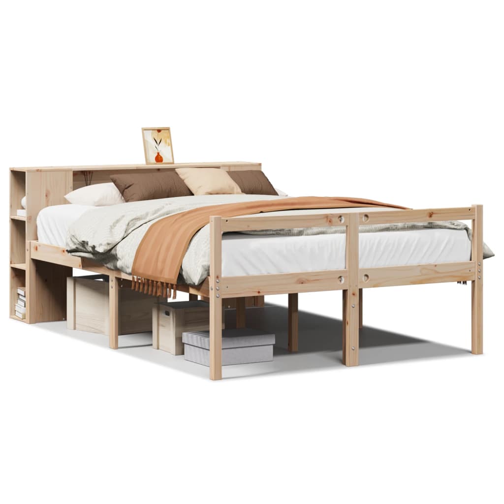 Letto Libreria senza Materasso 135x190 cm in Legno di Pino | homemem39