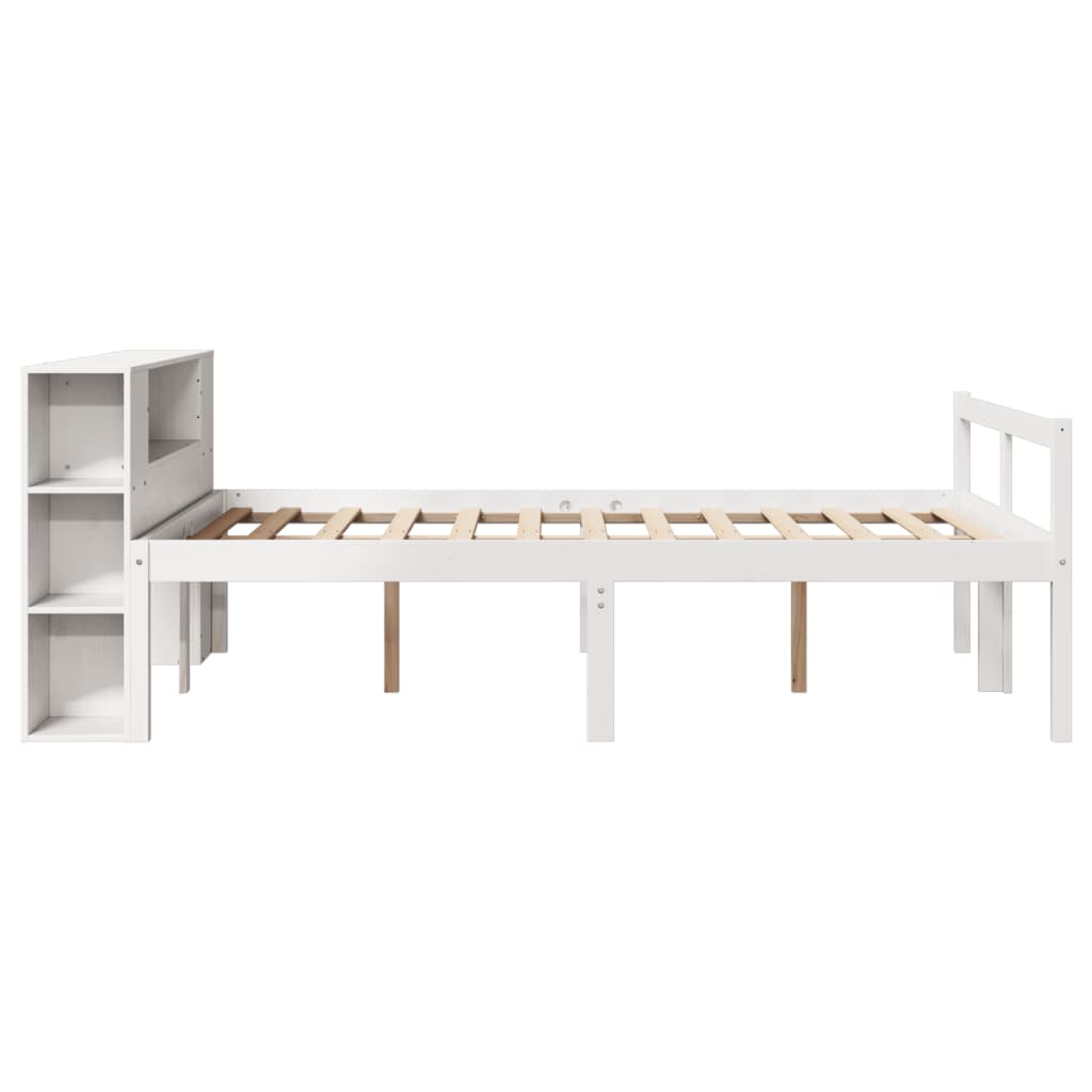Letto Libreria senza Materasso Bianco 140x190 cm Legno di Pino | homemem39