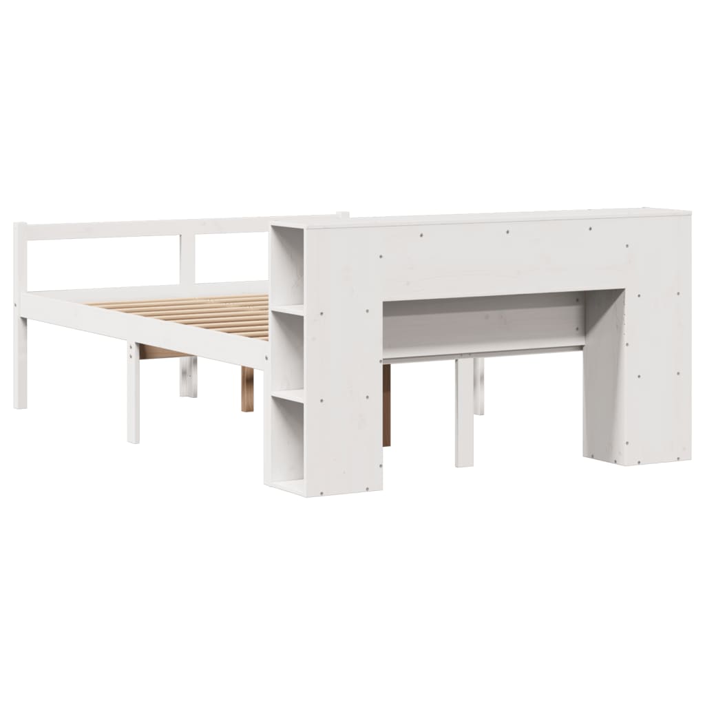 Letto Libreria senza Materasso Bianco 140x190 cm Legno di Pino | homemem39