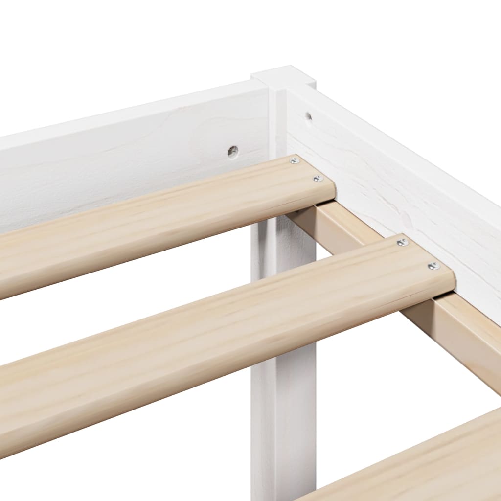 Letto Libreria senza Materasso Bianco 140x190 cm Legno di Pino | homemem39