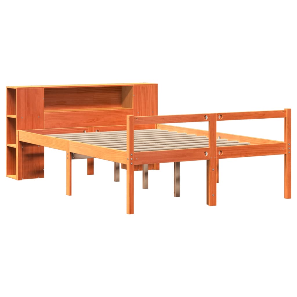 Letto Libreria senza Materasso Marrone Cera 120x190 cm Legno