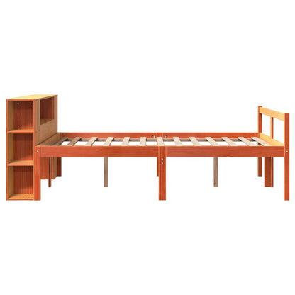 Letto Libreria senza Materasso Marrone Cera 135x190 cm Legno