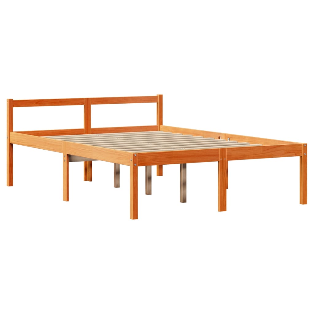 Letto Libreria senza Materasso Marrone Cera 135x190 cm Legno