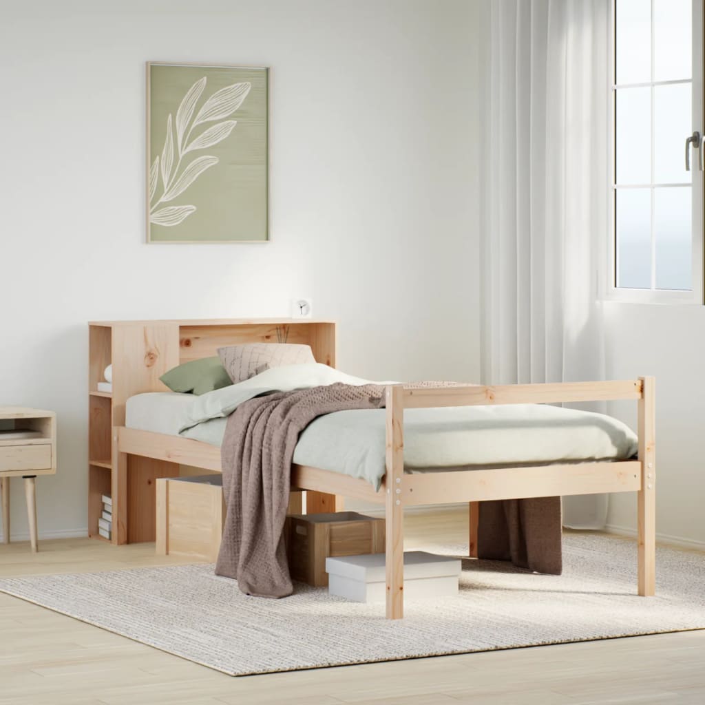 Letto Libreria senza Materasso 90x190 cm Legno Massello Pino